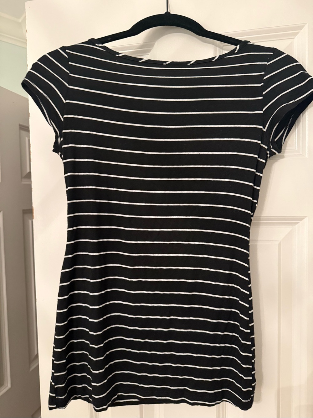 Green Envelope Black & White Striped Short Sleeve Tee